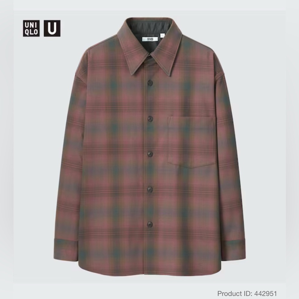 Uniqlo U Heavy Flannel Oversized Plaid Long-Sleeve Shirt
